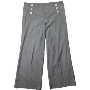 LUX Wide Leg Pants Trousers Women's 12 Navy Blue White Pinstripe Nautical Sailor